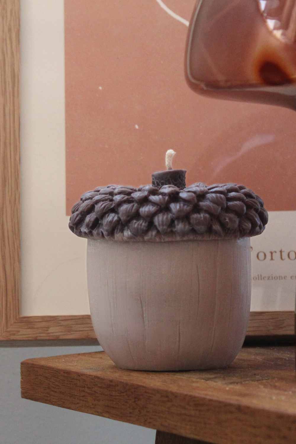 Eikel Kaars - Donkerbruin/Taupe
