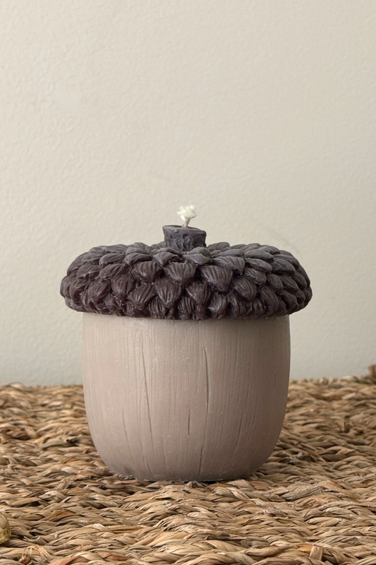 Eikel Kaars - Donkerbruin/Taupe